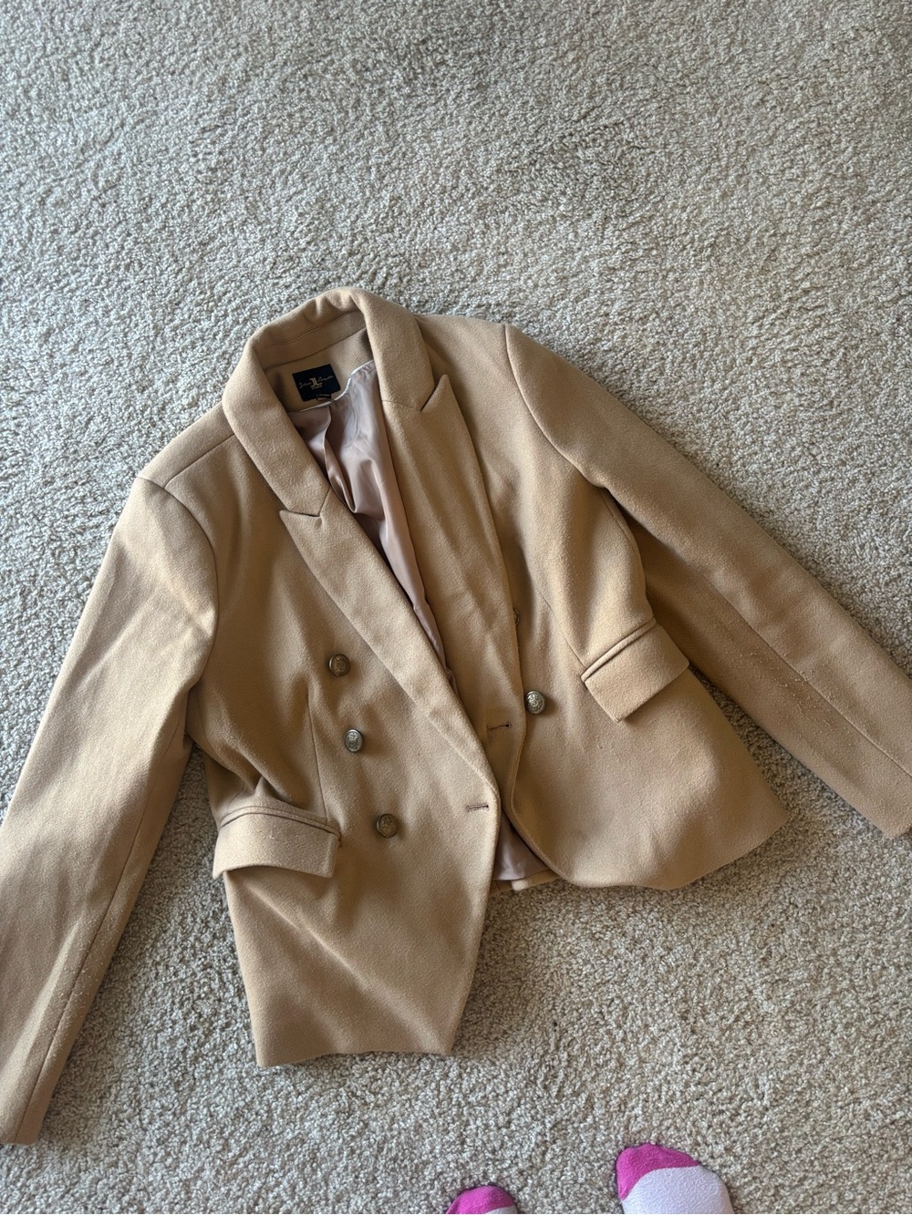 SHEIN Camel Double-Breasted Blazer Jacket